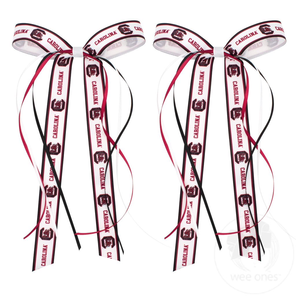 Pair of South Carolina Logo Ribbon Boot Bows with Streamers