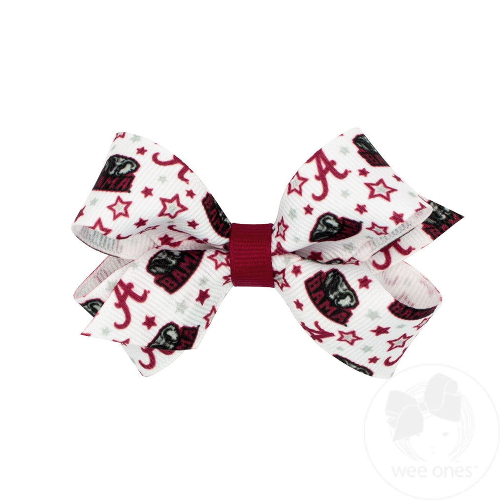 Mini Signature Collegiate Logo Print Grosgrain Hair Bow