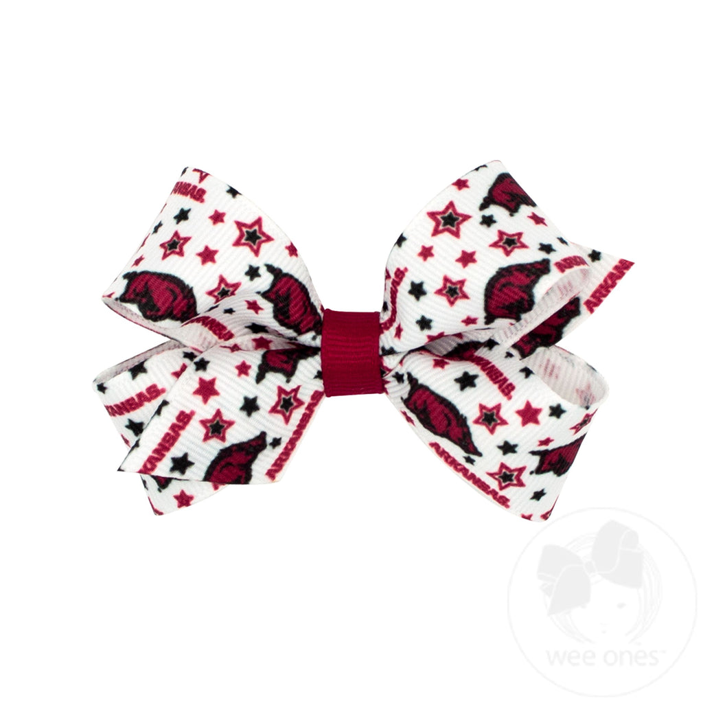 Mini Signature Collegiate Logo Print Grosgrain Hair Bow