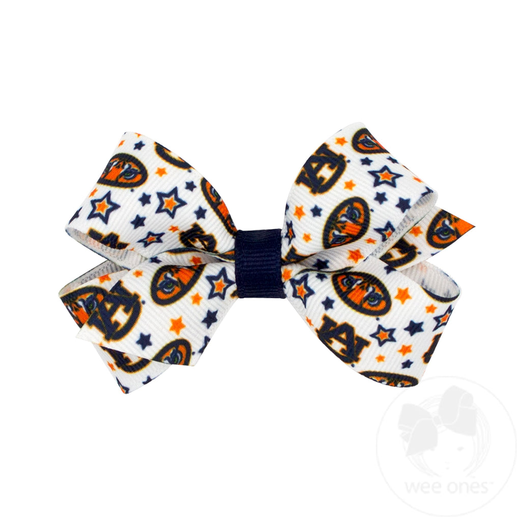 Mini Signature Collegiate Logo Print Grosgrain Hair Bow