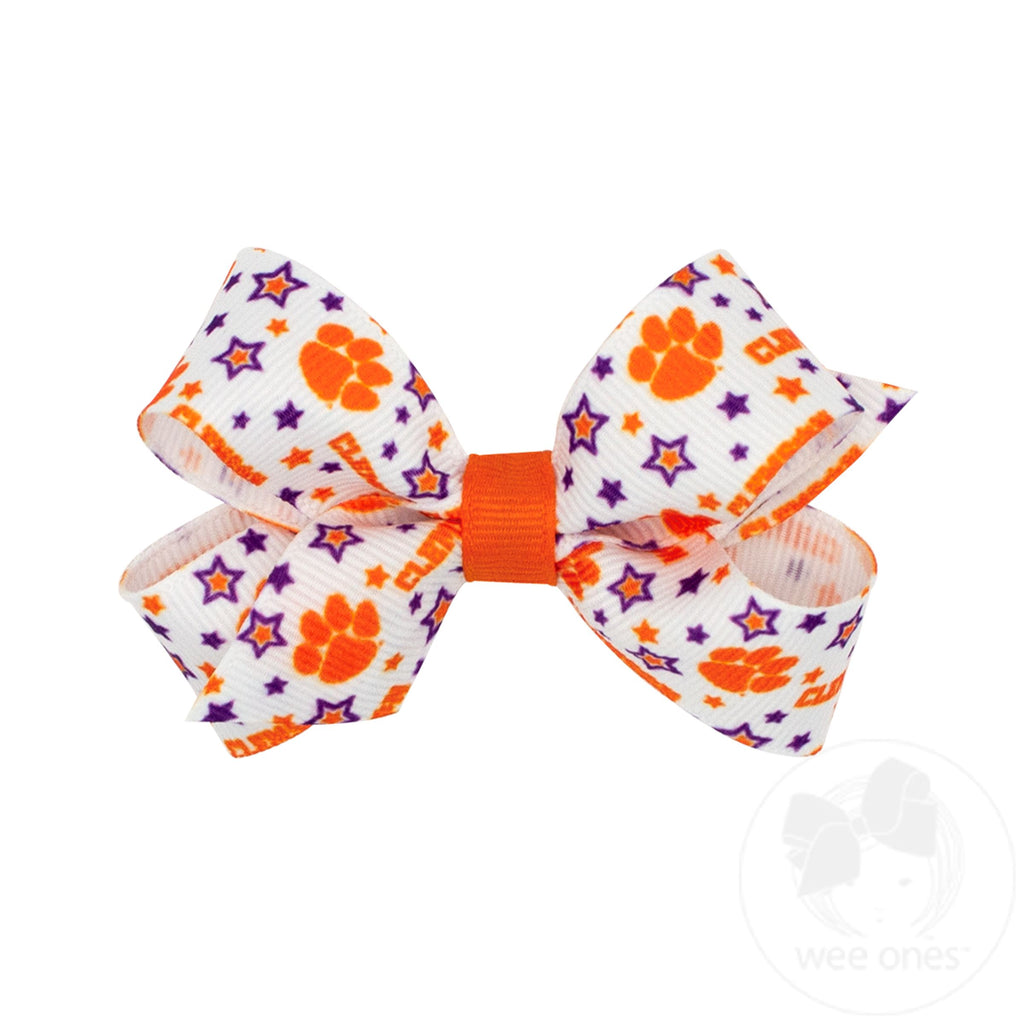 Mini Signature Collegiate Logo Print Grosgrain Hair Bow