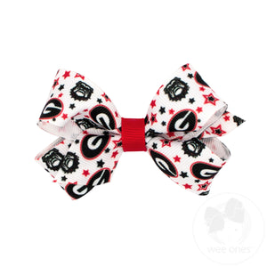 Mini Signature Collegiate Logo Print Grosgrain Hair Bow