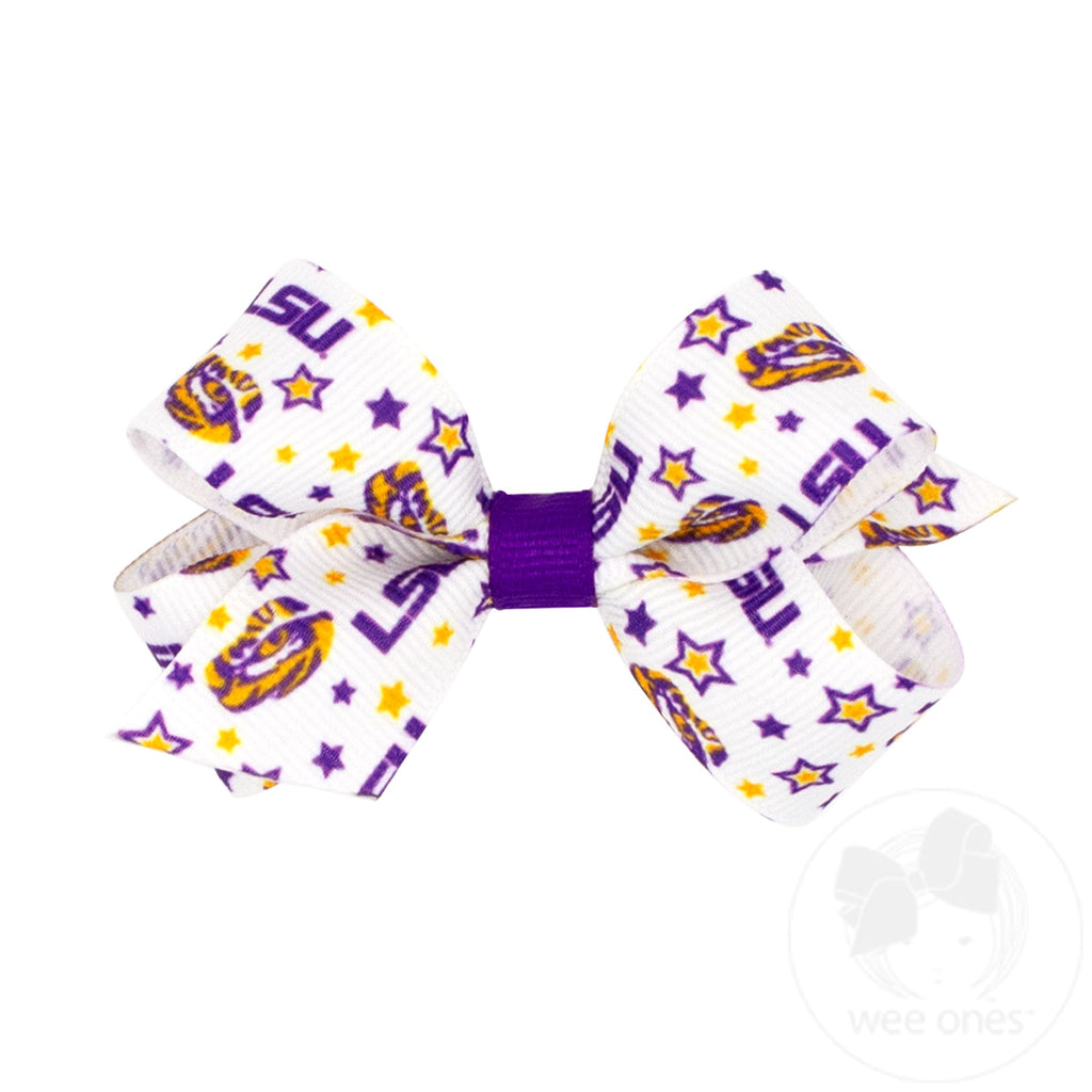 Mini Signature Collegiate Logo Print Grosgrain Hair Bow