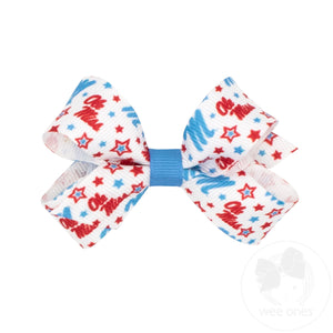 Mini Ole Miss Logo Print Hair Bow