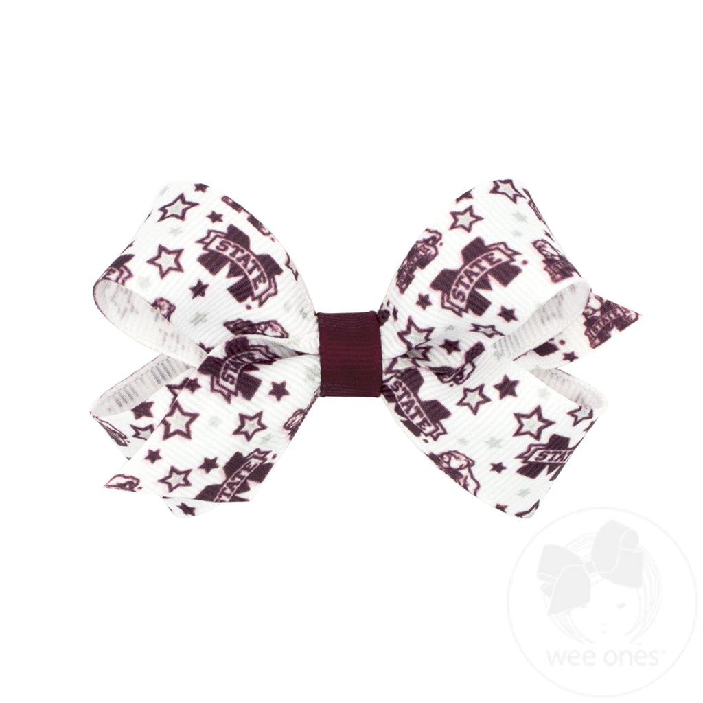 Mini Mississippi State Logo Print Hair Bow