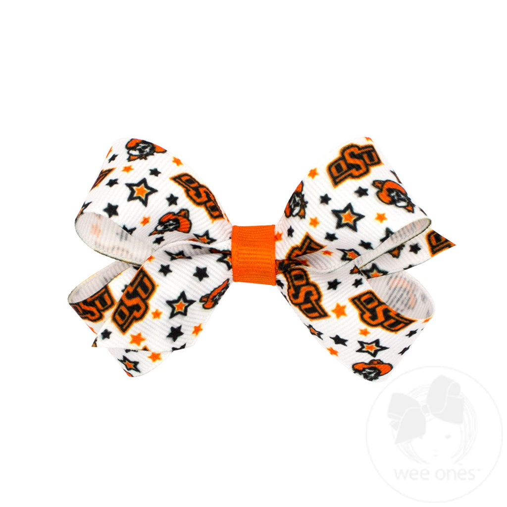Mini Oklahoma State Logo Print Hair Bow