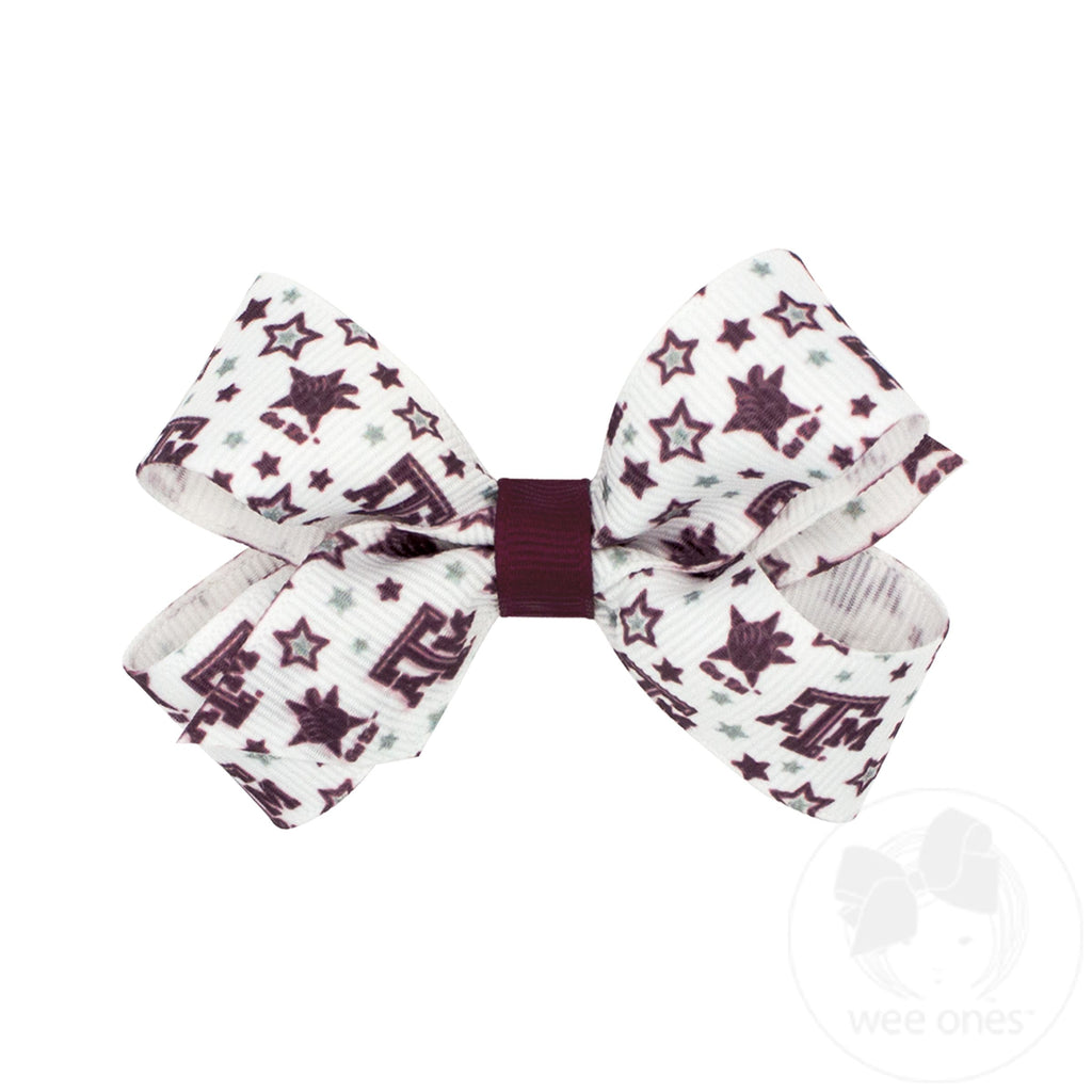 Mini Texas A&M Logo Print Hair Bow