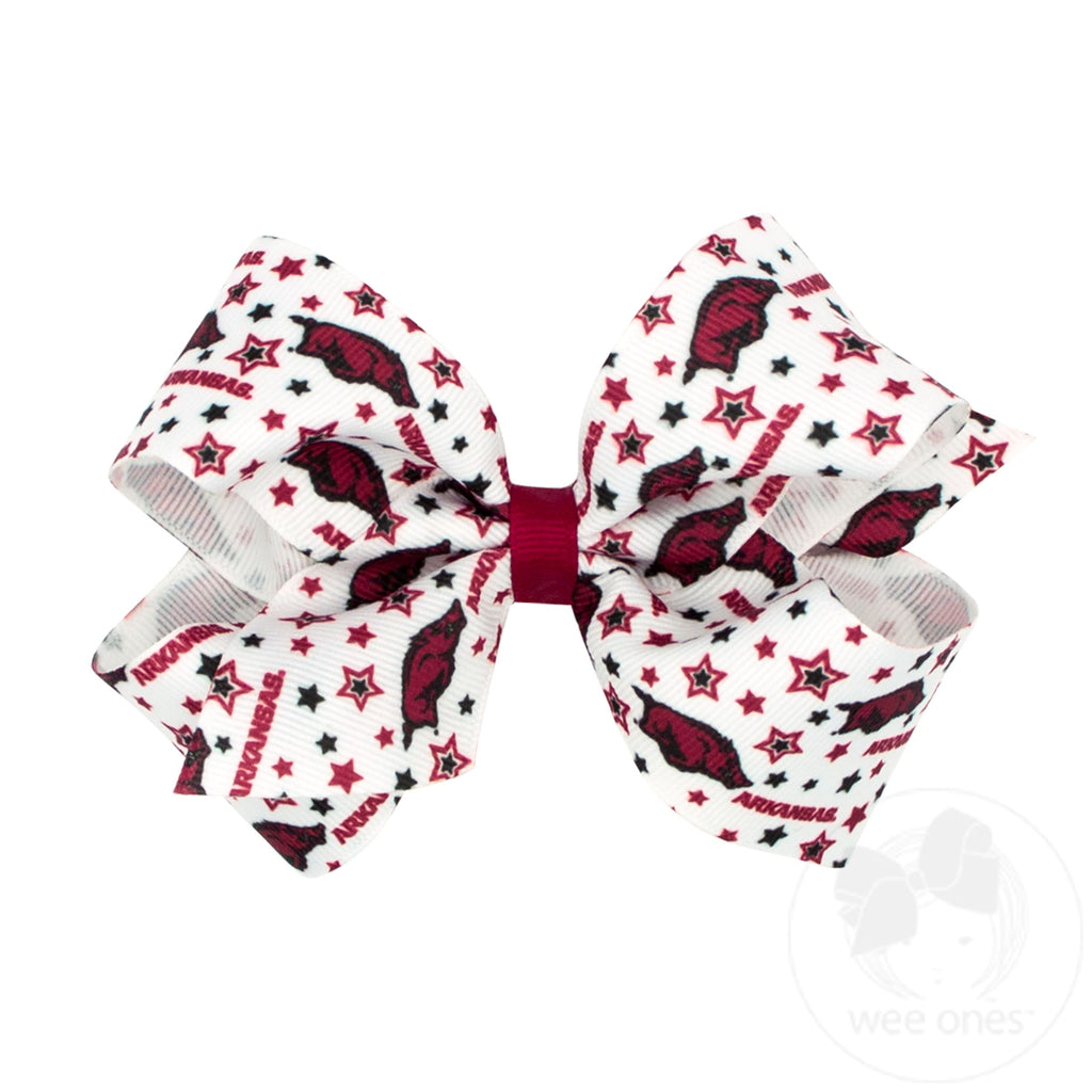 Medium Arkansas Logo Print Hair Bow