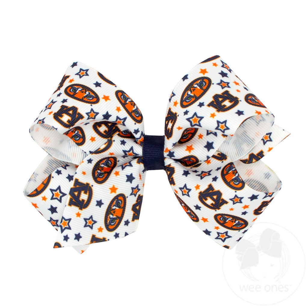 Medium Auburn Logo Print Hair Bow