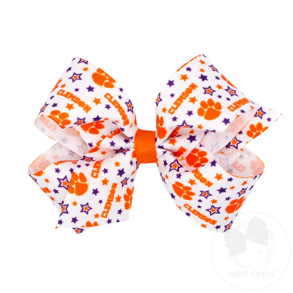 Medium Clemson Logo Print Hair Bow