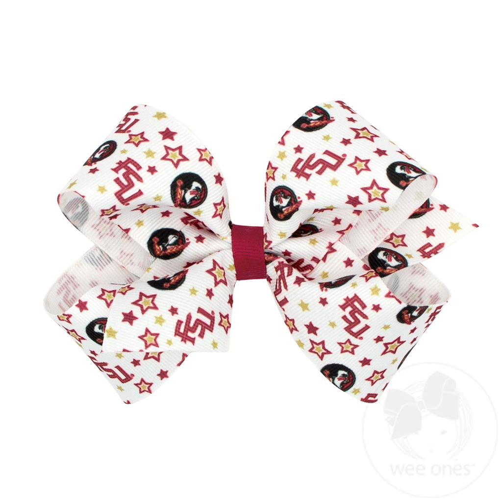 Medium Signature Collegiate Logo Print Grosgrain Hair Bow