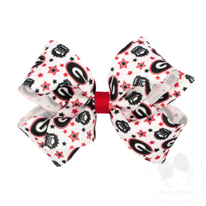 Georgia Medium Collegiate Logo Print Grosgrain Hair Bow
