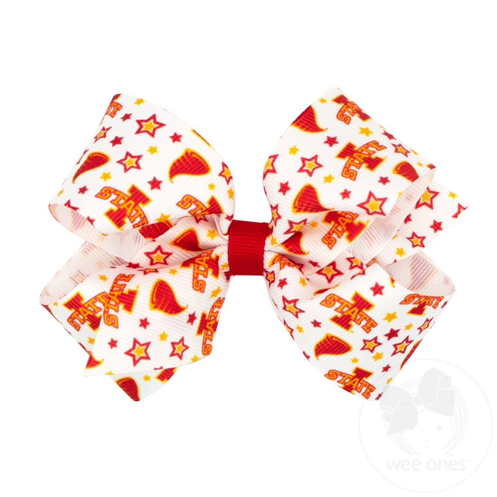 Medium Iowa State Logo Print Hair Bow