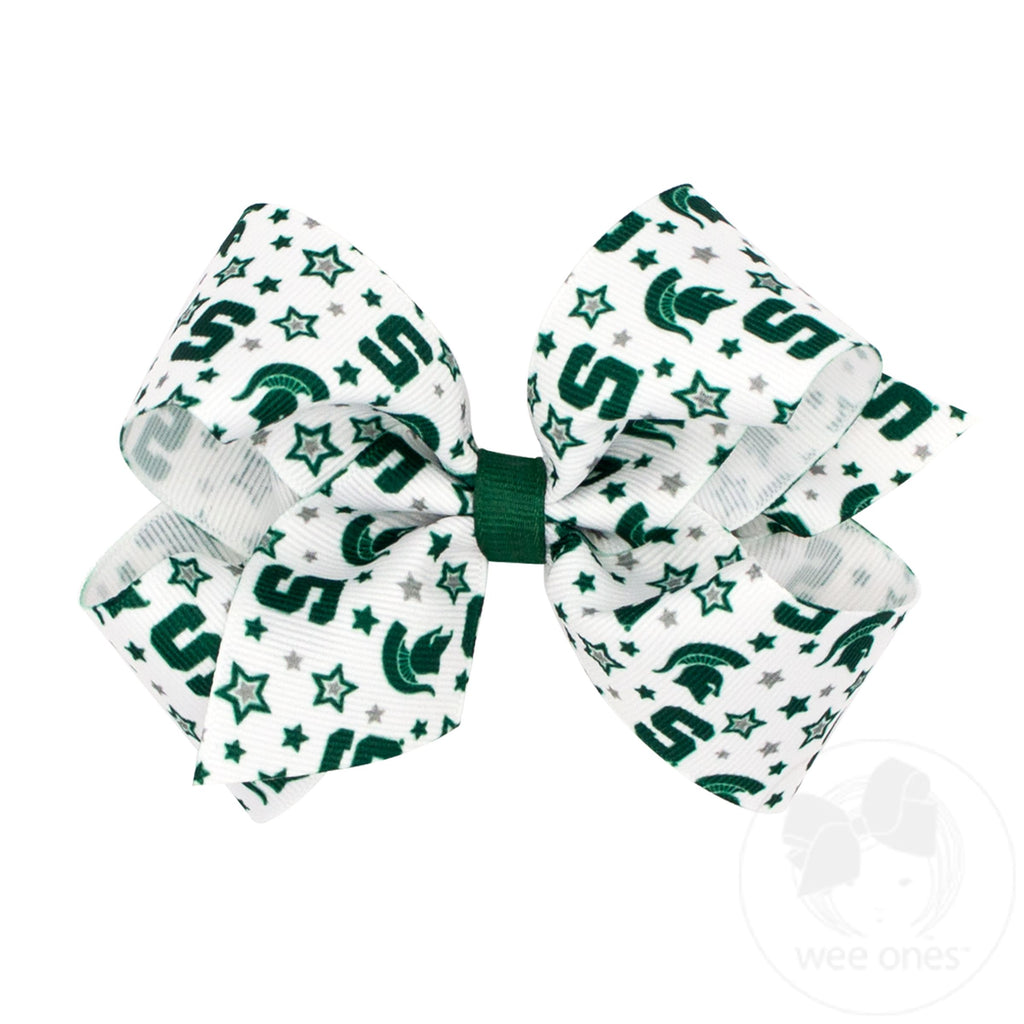 Medium Michigan State Logo Print Hair Bow