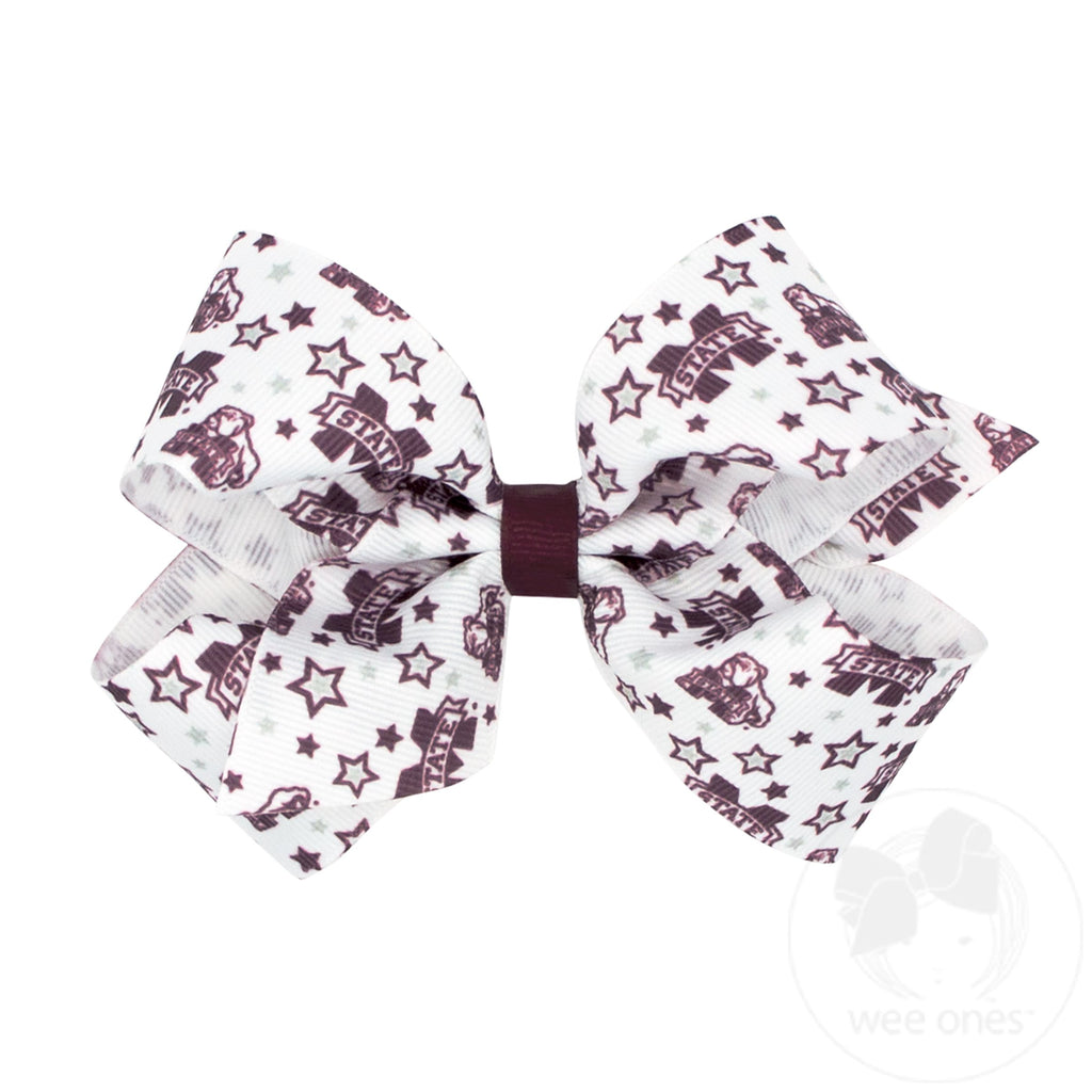 Medium Mississippi State Logo Print Hair Bow