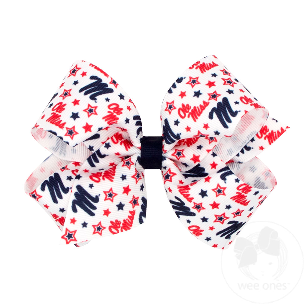 Medium Signature Collegiate Logo Print Grosgrain Hair Bow