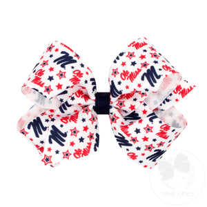 Medium Signature Collegiate Logo Print Grosgrain Hair Bow