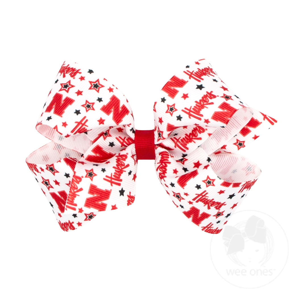 Medium Nebraska Logo Print Hair Bow