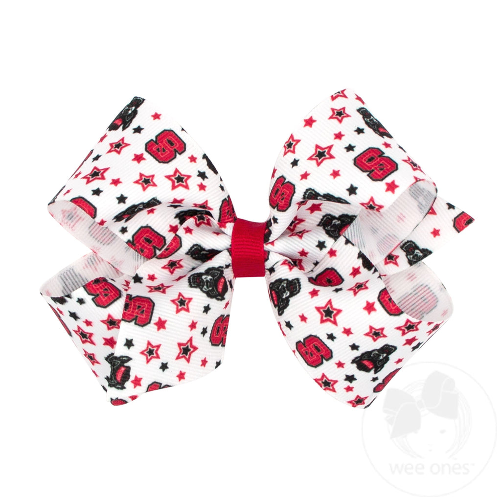 Medium North Carolina State Logo Print Hair Bow