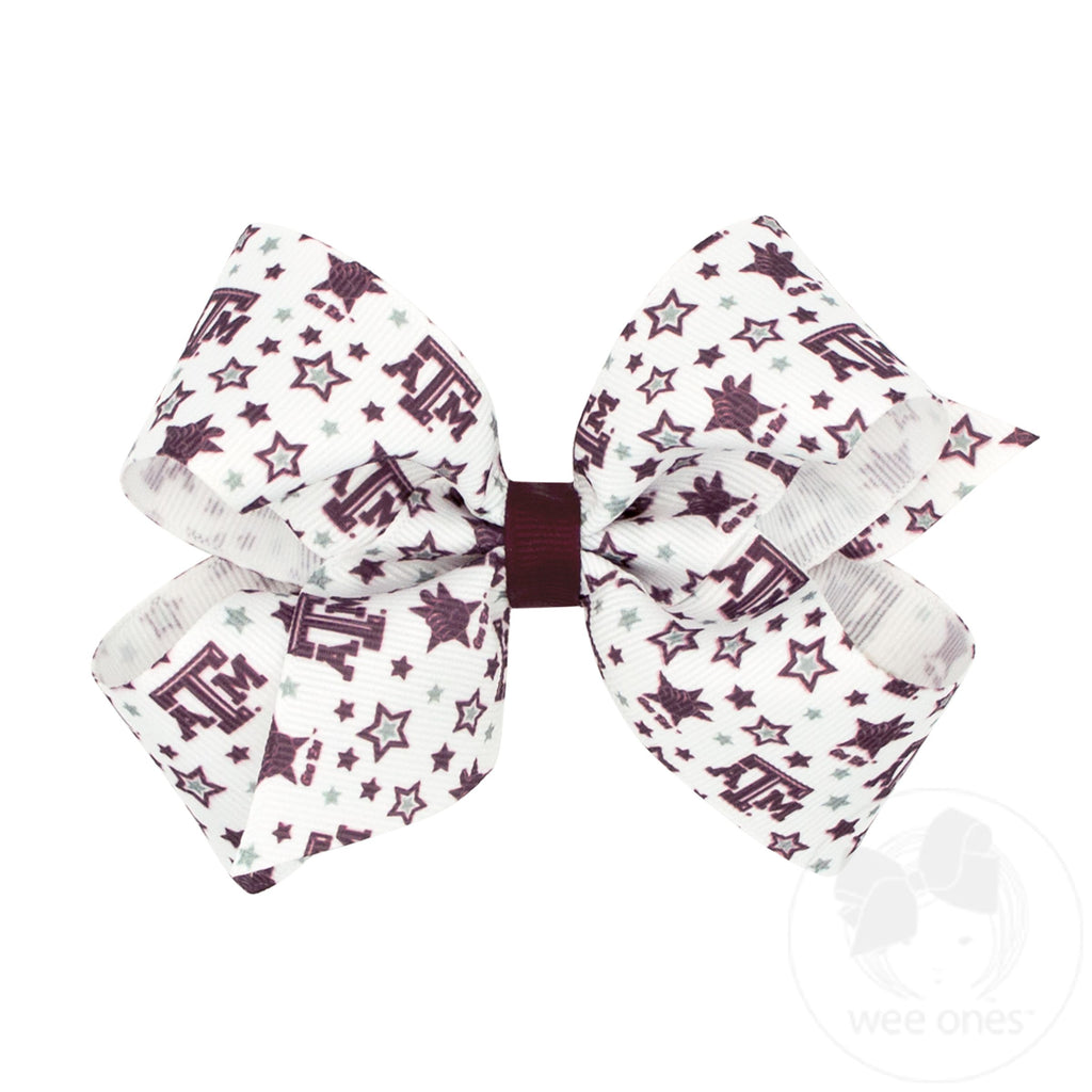 Medium Signature Collegiate Logo Print Grosgrain Hair Bow