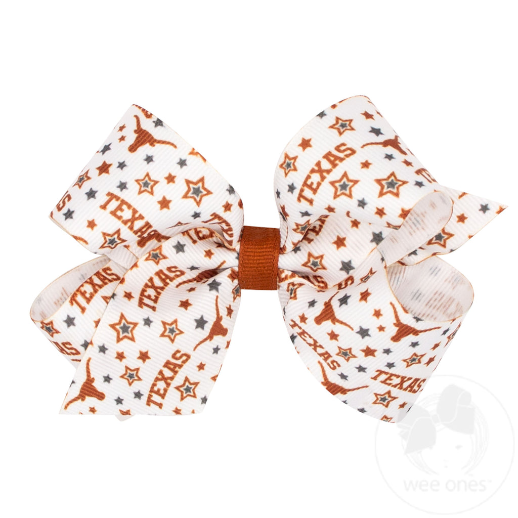 Medium University of Texas Logo Print Hair Bow
