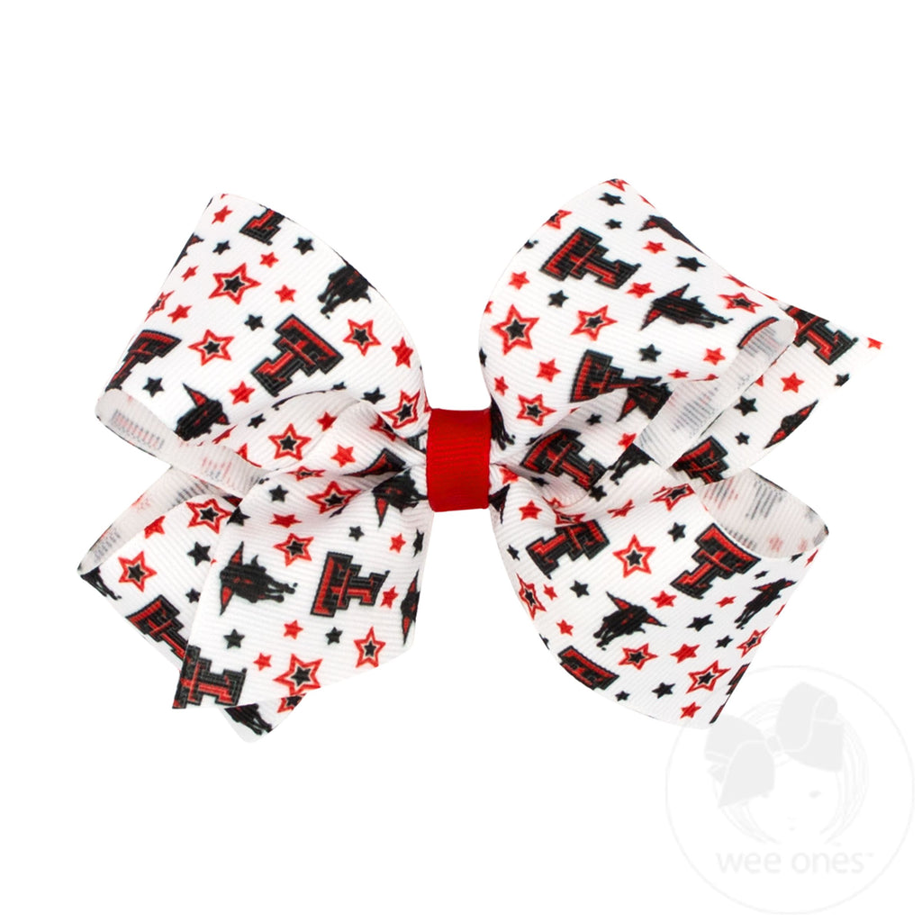 Medium Texas Tech Logo Print Hair Bow