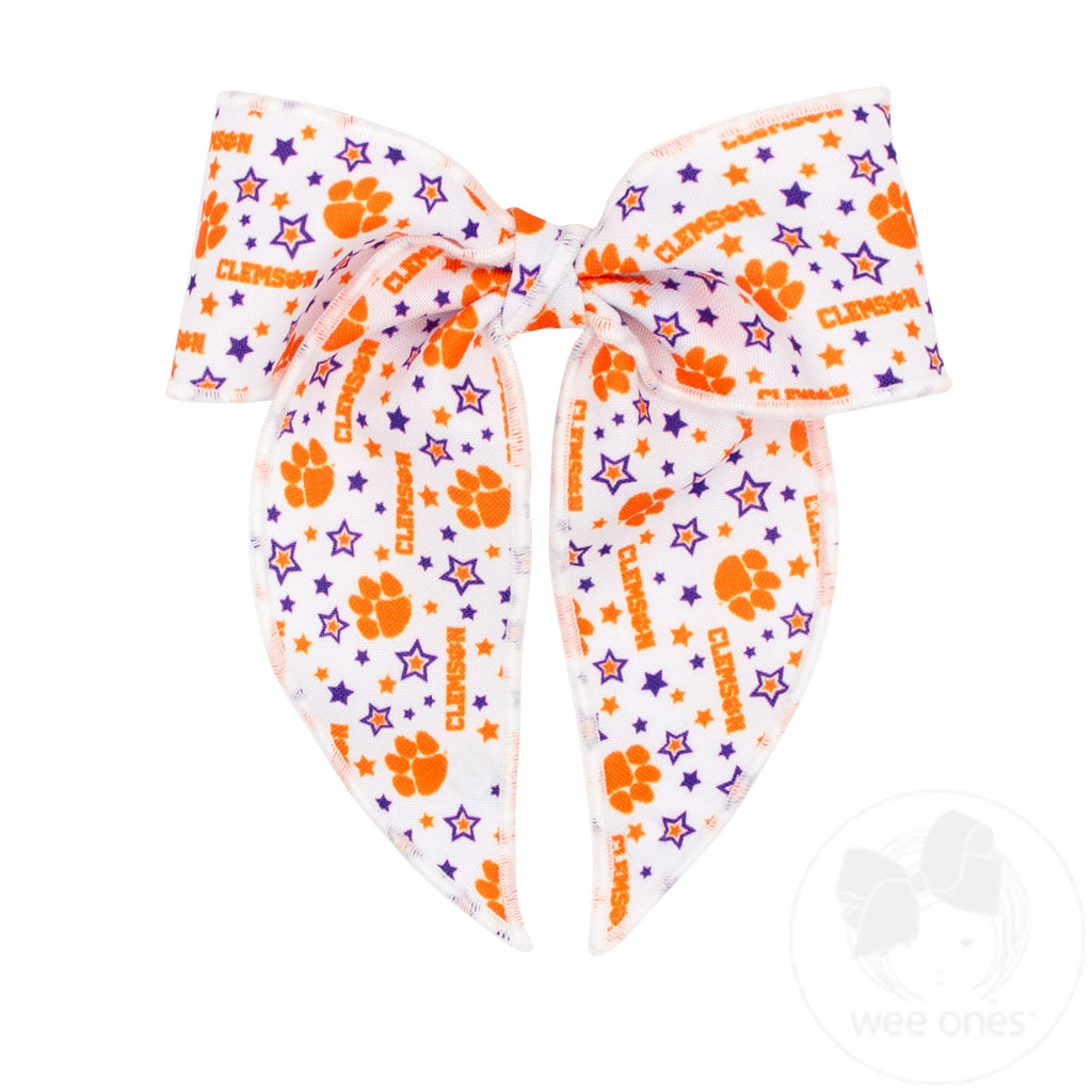 Medium Signature Collegiate Logo Print Fabric Bowtie With Knot and Tails