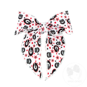 Medium Signature Collegiate Logo Print Fabric Bowtie With Knot and Tails