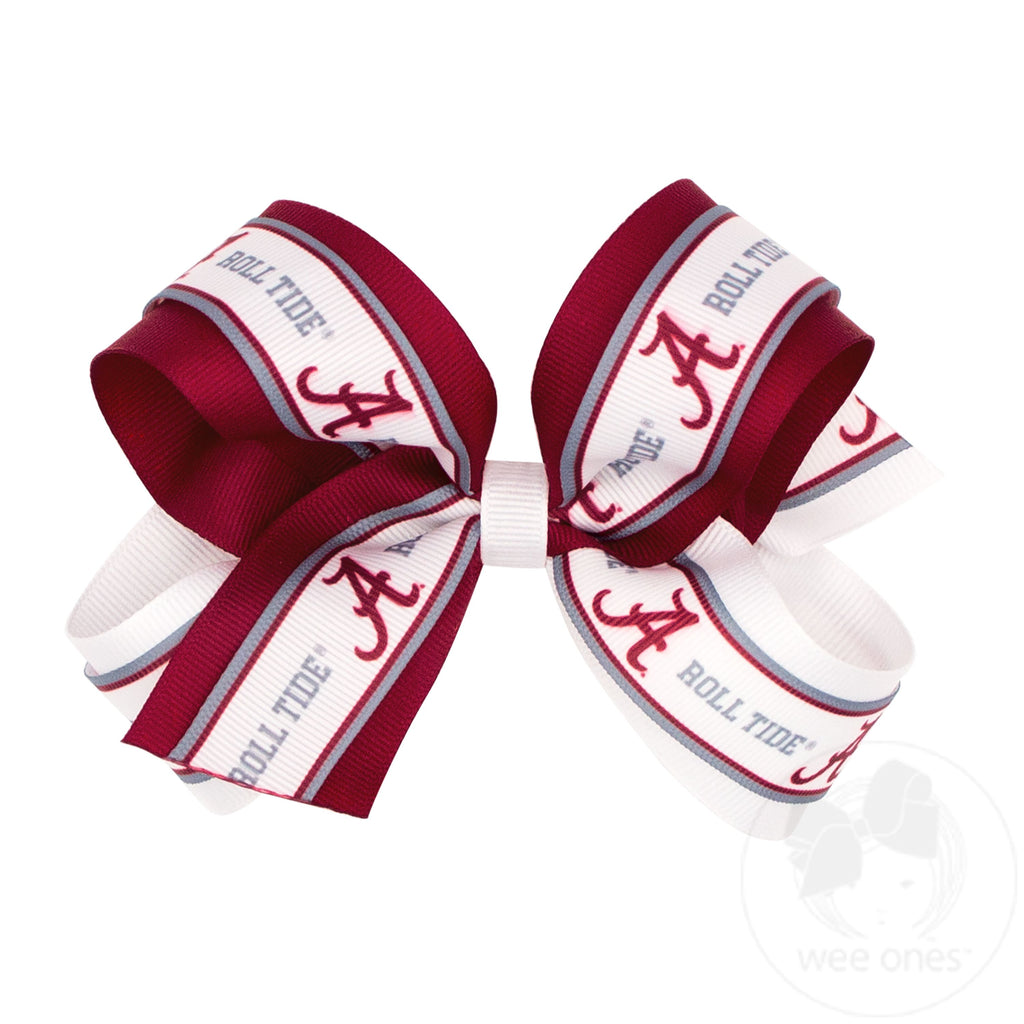 Large Collegiate Logo Ribbon Underlay Hair Bow