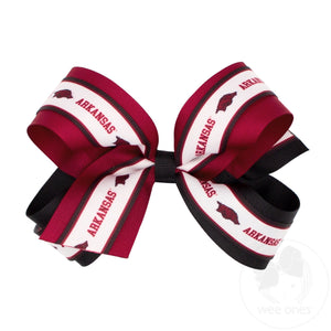 Large Arkansas Logo Ribbon Underlay Hair Bow