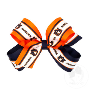 Large Auburn Logo Ribbon Underlay Hair Bow
