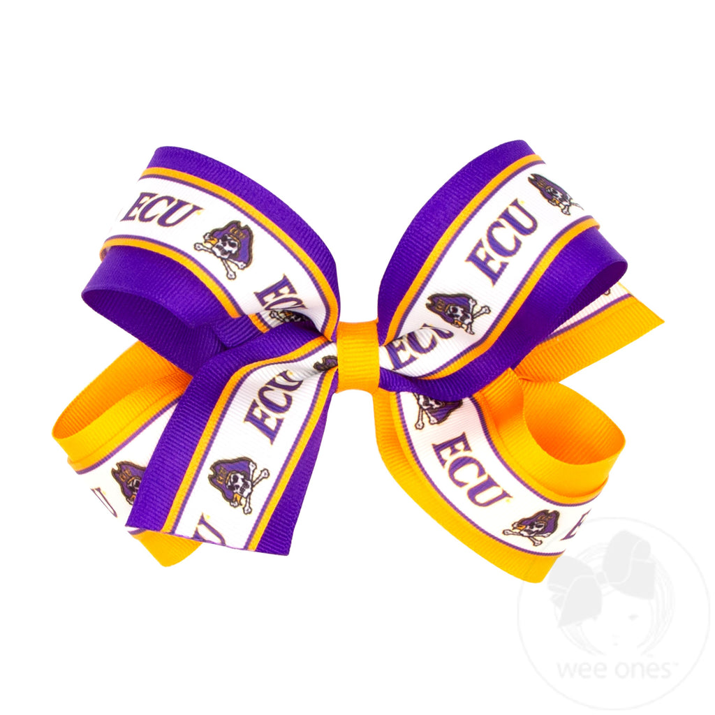 Large East Carolina Logo Ribbon Underlay Hair Bow