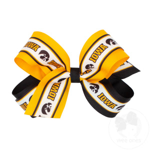 Large Iowa Logo Ribbon Underlay Hair Bow