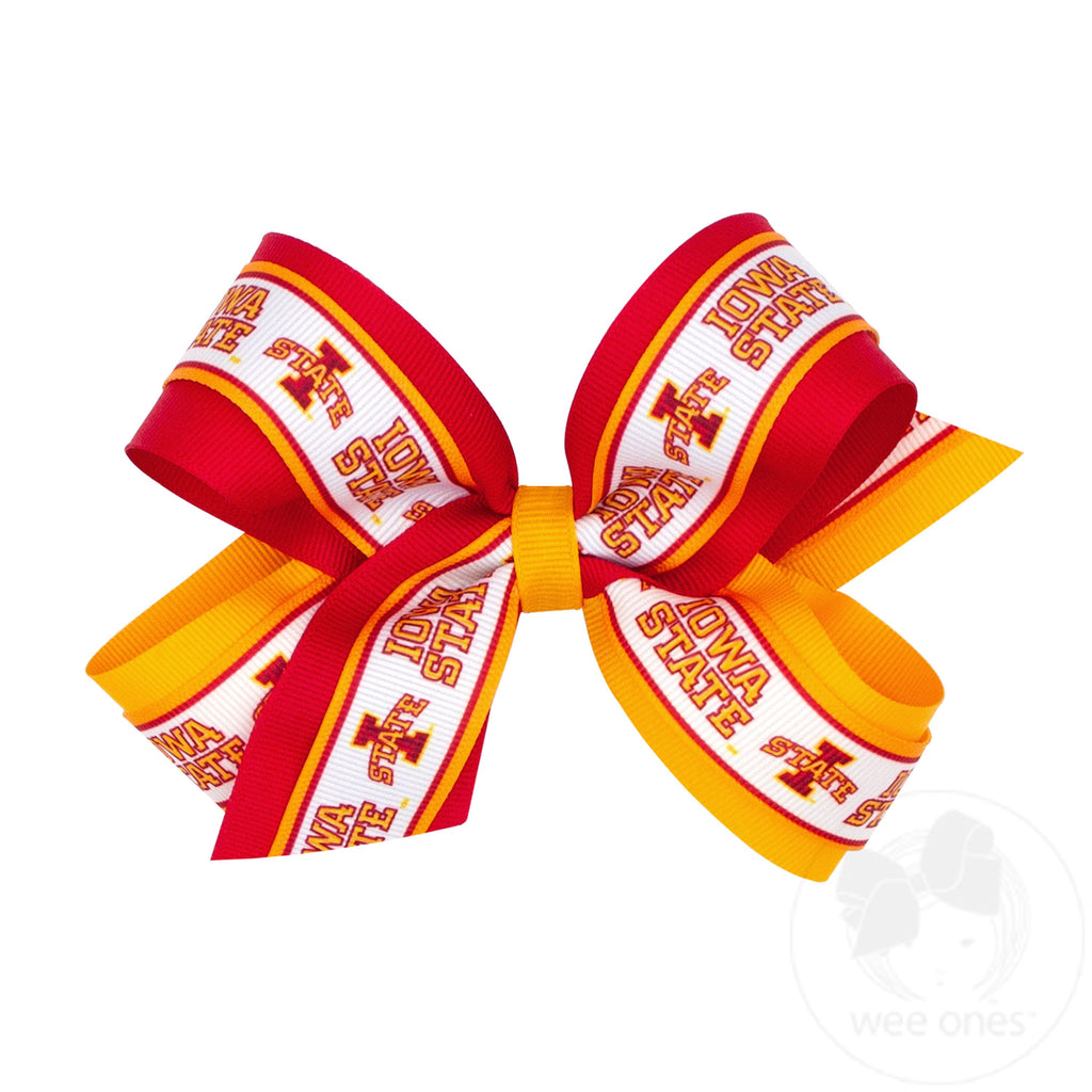 Large Iowa State Logo Ribbon Underlay Hair Bow