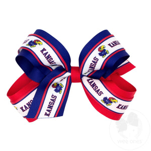 Large Kansas Logo Ribbon Underlay Hair Bow