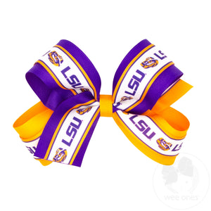 Large Louisiana State Logo Ribbon Underlay Hair Bow