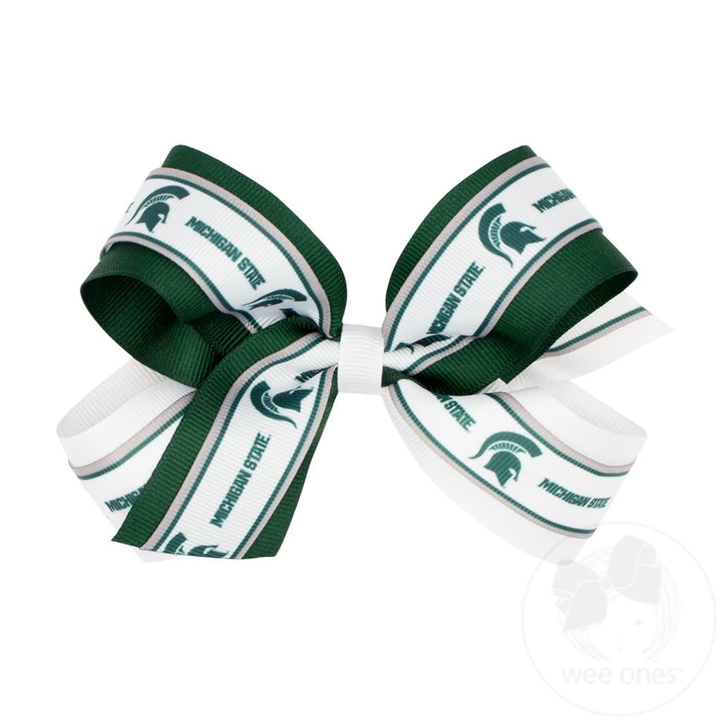Large Michigan State Logo Ribbon Underlay Hair Bow