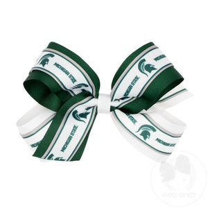 Large Michigan State Logo Ribbon Underlay Hair Bow