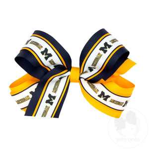 Large Michigan Logo Ribbon Underlay Hair Bow
