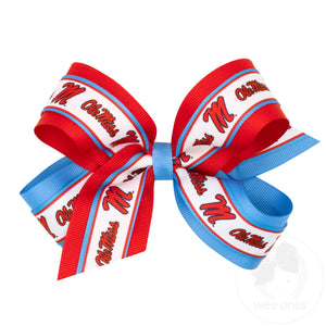Large Ole Miss Logo Ribbon Underlay Hair Bow