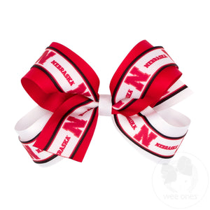 Large Nebraska Logo Ribbon Underlay Hair Bow
