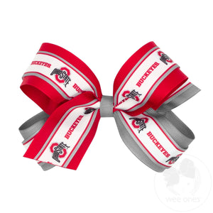 Large Ohio State Logo Ribbon Underlay Hair Bow