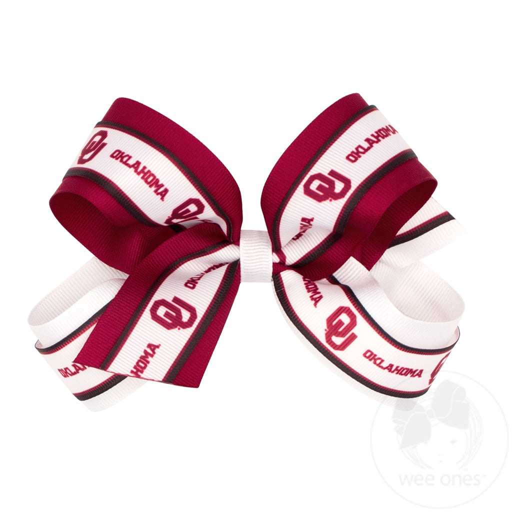 Large Oklahoma Logo Ribbon Underlay Hair Bow