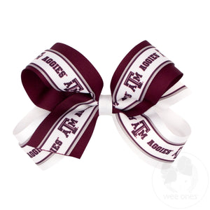Large Texas A&M Logo Ribbon Underlay Hair Bow