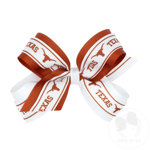 Large University of Texas Logo Ribbon Underlay Hair Bow