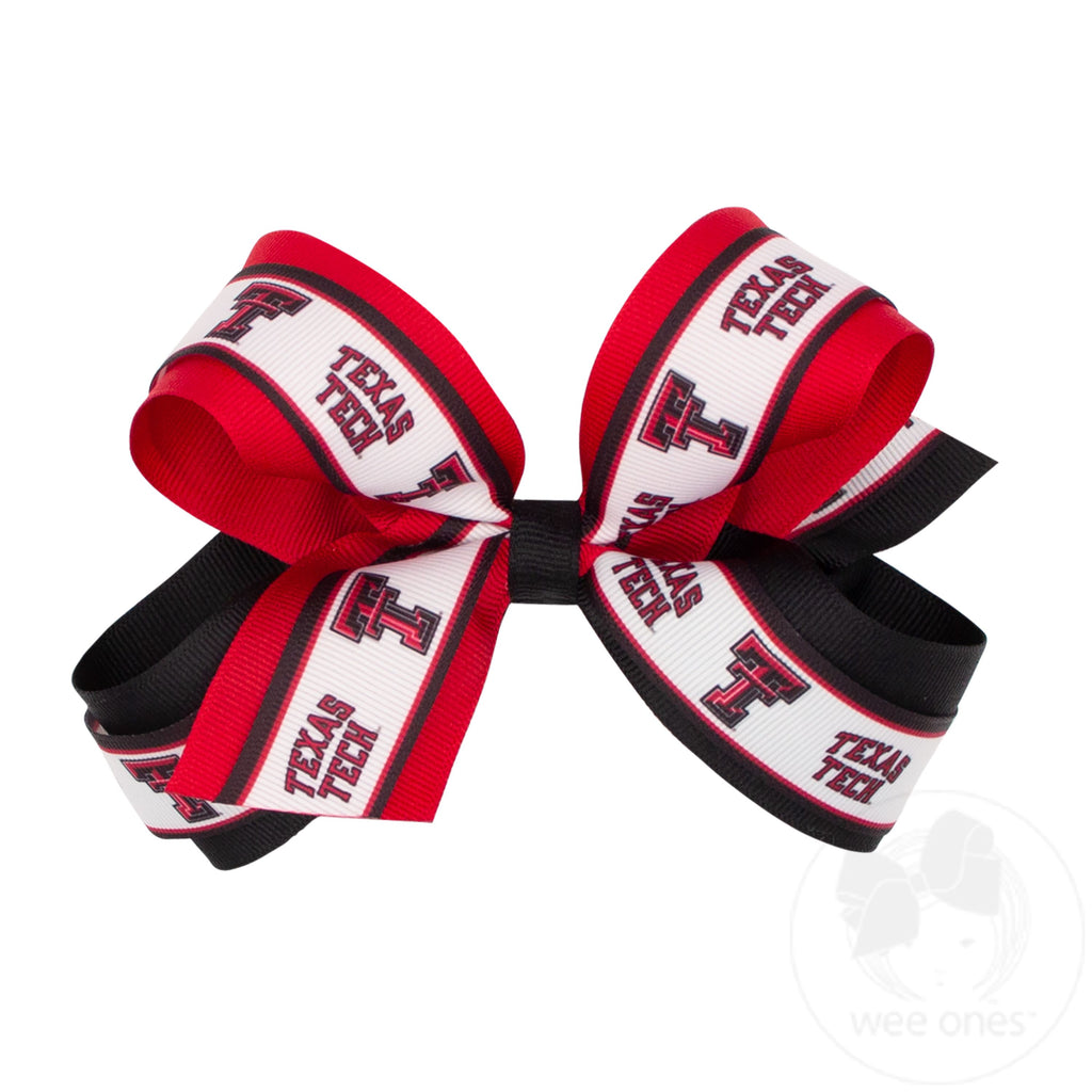 Large Texas Tech Logo Ribbon Underlay Hair Bow