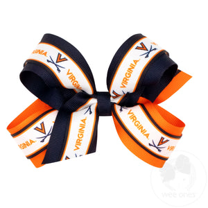 Large Virginia Logo Ribbon Underlay Hair Bow