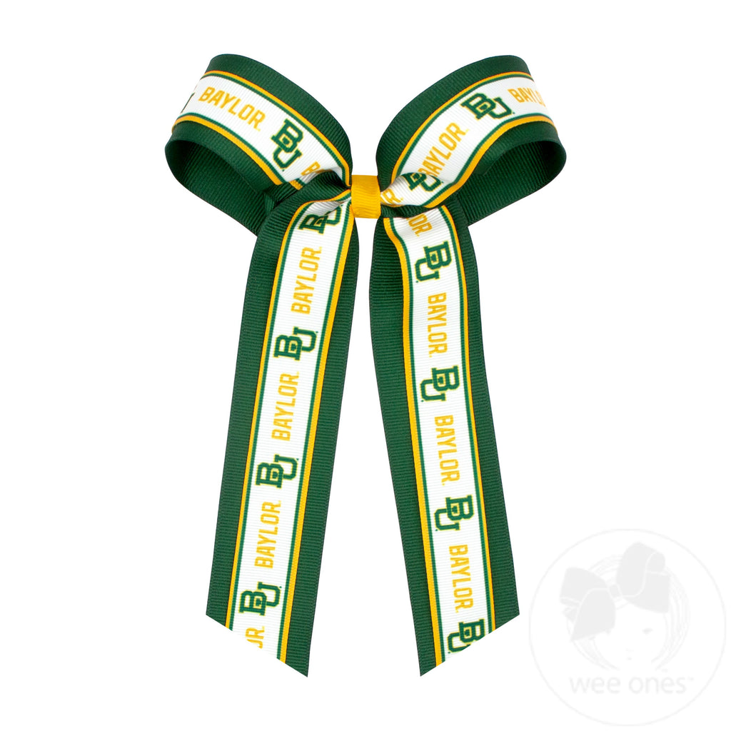 Large Baylor Logo Ribbon Underlay Hair Bow with Streamer Tails