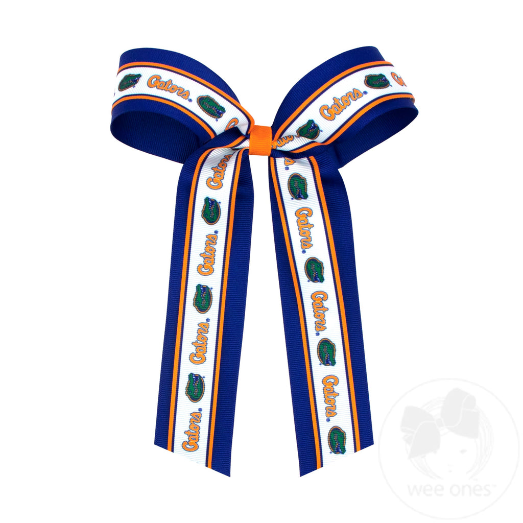 Large Florida Logo Ribbon Underlay Hair Bow with Streamer Tails