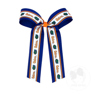 Large Florida Logo Ribbon Underlay Hair Bow with Streamer Tails
